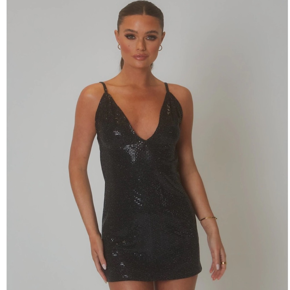 SLA THE LABEL BLACK SEQUIN DRESS